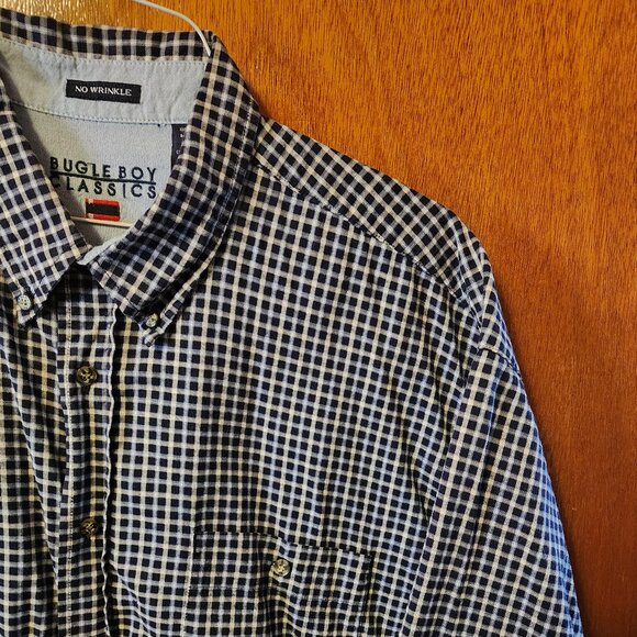 Men's XL Bugle Boy Classics Blue Check Short Sleeve Button Down Shirt - Picture 4 of 10